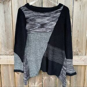 Curio New York Wool Blend Sweater Patchwork Colorblock Boho Pullover Size XL‎